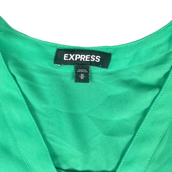 Express Lot Of 2 Blouses Shirts Black White Polka Dot Portofino Green Women's M - Picture 15 of 16